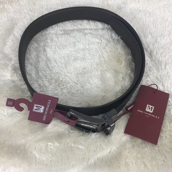 Bruno Magli Mens Black Cognac Italian Leather Belt - Picture 9 of 10